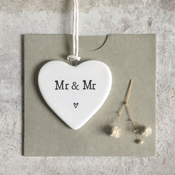 Mr & Mr - Small Hanging Porcelain Heart
